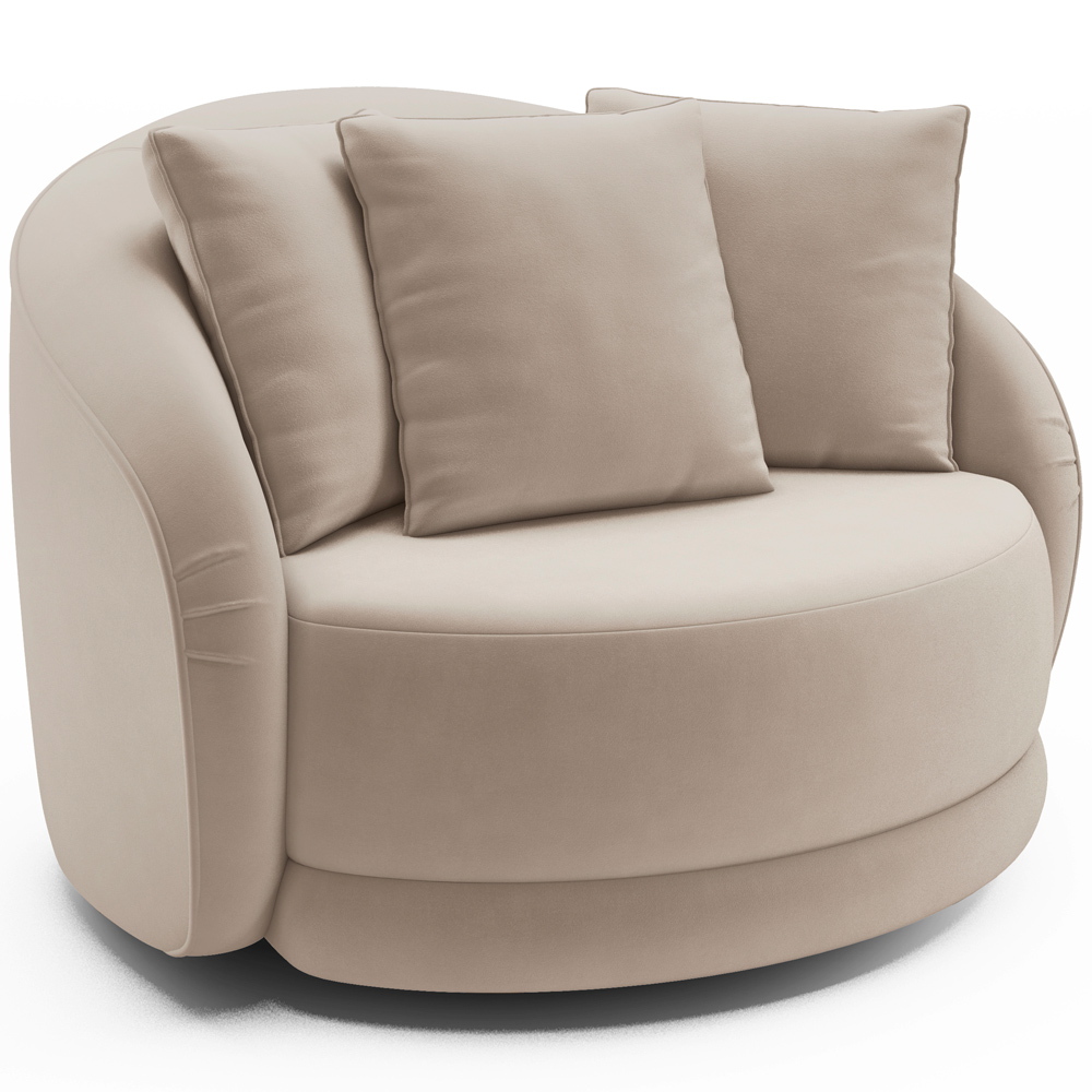 Kit 02 Poltronas Decorativa Para Sala de Estar Base Giratória Witta M03 Veludo Bege - Lyam Decor