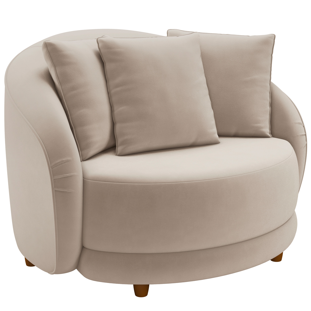 Kit 02 Poltronas Decorativa Para Sala de Estar Fixa Pés Madeira Witta M03 Veludo Bege - Lyam Decor