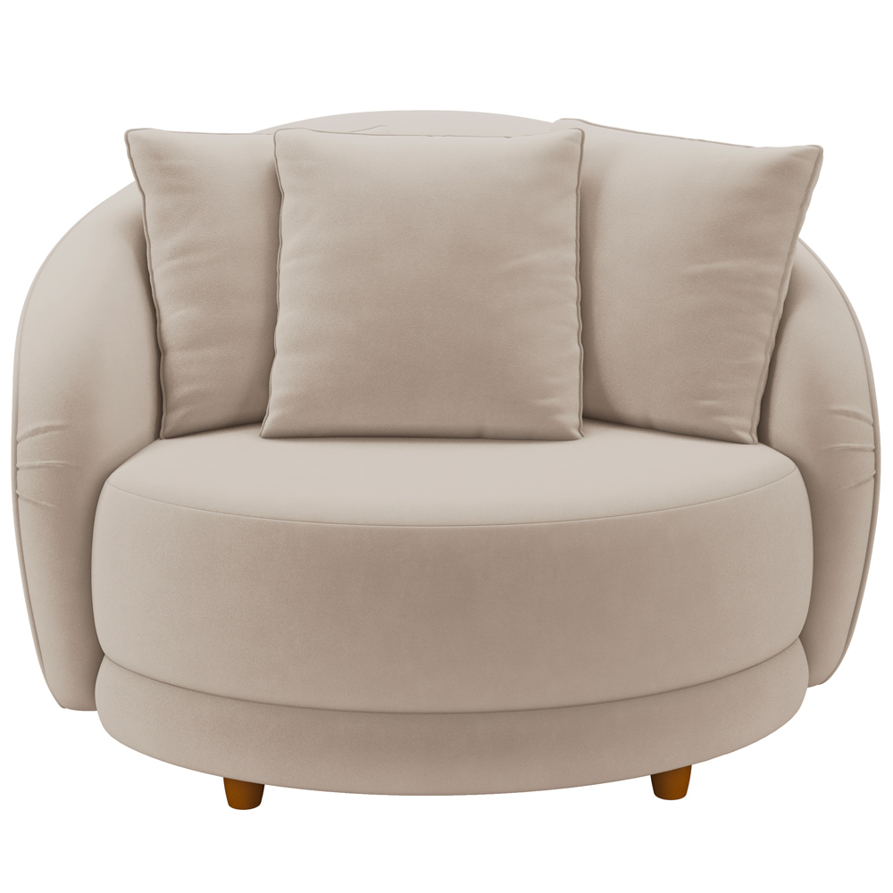 Kit 02 Poltronas Decorativa Para Sala de Estar Fixa Pés Madeira Witta M03 Veludo Bege - Lyam Decor