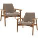 Kit 02 Poltronas Decorativa Para Sala de Estar Living Base Madeira Becker L02 Bouclê Bege - Lyam Decor