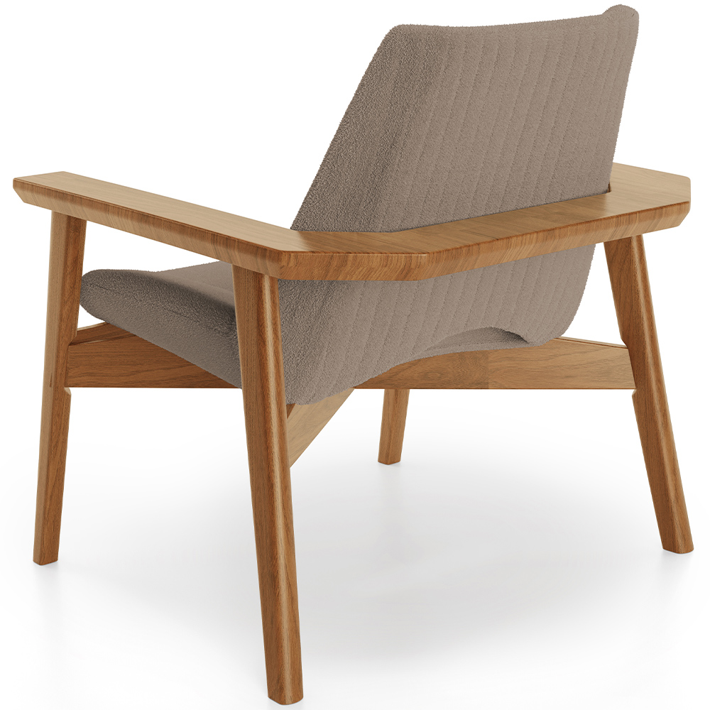 Kit 02 Poltronas Decorativa Para Sala de Estar Living Base Madeira Becker L02 Bouclê Bege - Lyam Decor