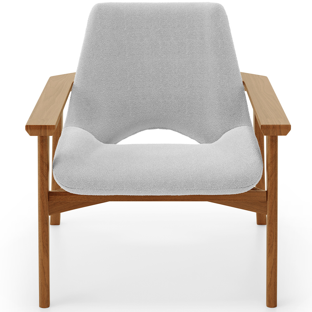 Kit 02 Poltronas Decorativa Para Sala de Estar Living Base Madeira Becker L02 Bouclê Cinza - Lyam Decor