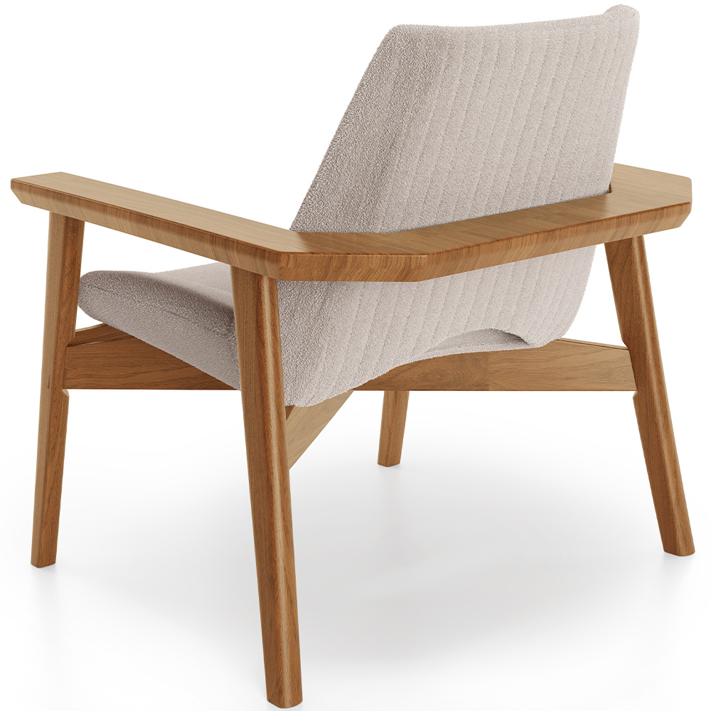 Kit 02 Poltronas Decorativa Para Sala de Estar Living Base Madeira Becker L02 Bouclê Creme - Lyam Decor