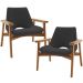 Kit 02 Poltronas Decorativa Para Sala de Estar Living Base Madeira Becker L02 Bouclê Preto - Lyam Decor