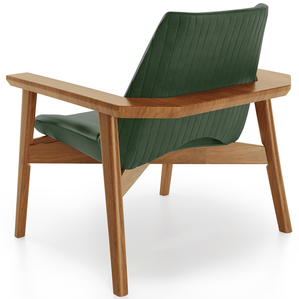 Kit 02 Poltronas Decorativa Para Sala de Estar Living Base Madeira Becker L02 Couríssimo Verde Musgo - Lyam Decor
