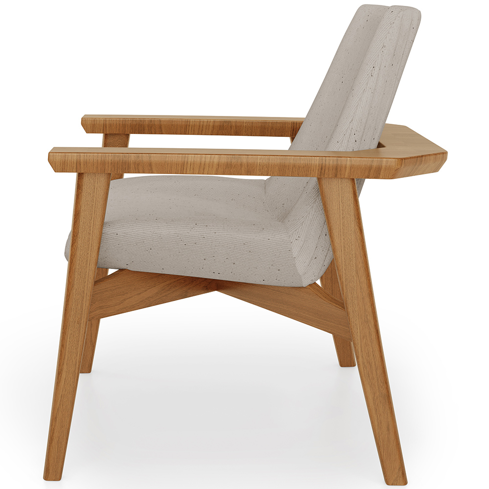 Kit 02 Poltronas Decorativa Para Sala de Estar Living Base Madeira Becker L02 Linho Bege - Lyam Decor