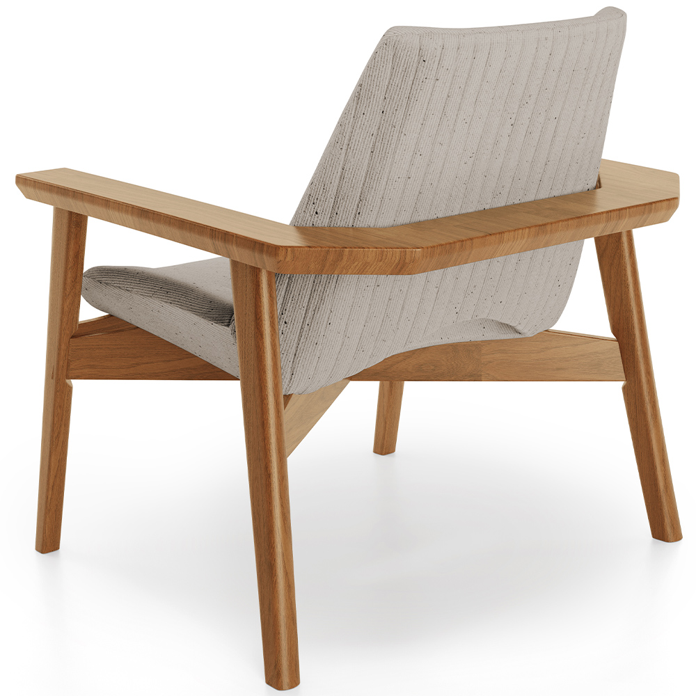 Kit 02 Poltronas Decorativa Para Sala de Estar Living Base Madeira Becker L02 Linho Bege - Lyam Decor
