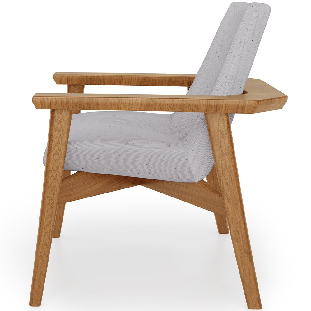 Kit 02 Poltronas Decorativa Para Sala de Estar Living Base Madeira Becker L02 Linho Cinza - Lyam Decor