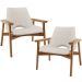 Kit 02 Poltronas Decorativa Para Sala de Estar Living Base Madeira Becker L02 Linho Cru - Lyam Decor