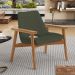 Kit 02 Poltronas Decorativa Para Sala de Estar Living Base Madeira Becker L02 Linho Verde Musgo - Lyam Decor