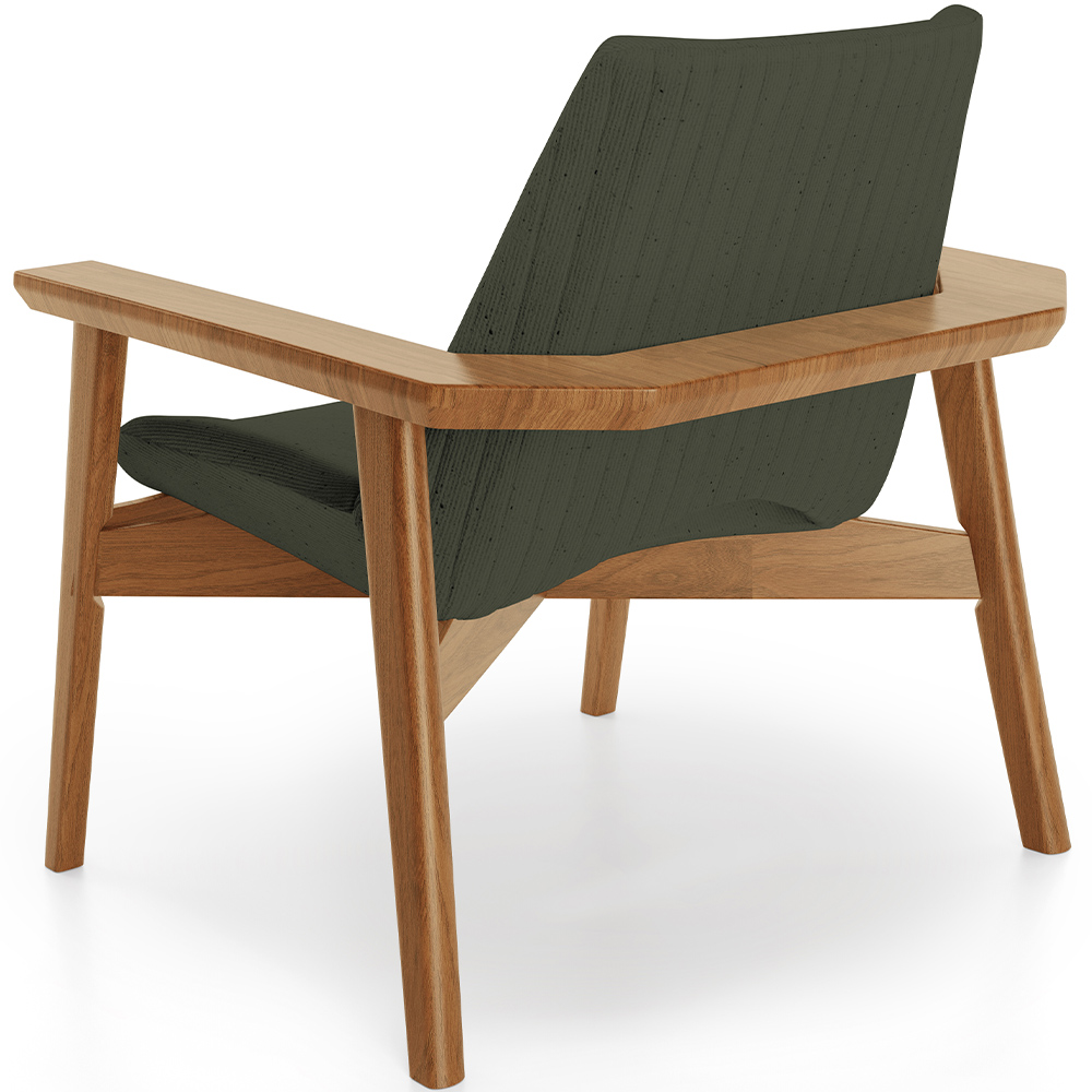 Kit 02 Poltronas Decorativa Para Sala de Estar Living Base Madeira Becker L02 Linho Verde Musgo - Lyam Decor