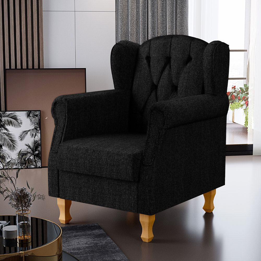 Kit 02 Poltronas Decorativa Para Sala de Estar Yara P02 Linho Chumbo - Lyam Decor