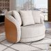 Kit 02 Poltronas Decorativa Sala Base Giratória Witta M03 Couríssimo Whisky Linho Bege - Lyam Decor