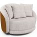 Kit 02 Poltronas Decorativa Sala Base Giratória Witta M03 Couríssimo Whisky Linho Bege - Lyam Decor
