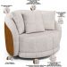 Kit 02 Poltronas Decorativa Sala Base Giratória Witta M03 Couríssimo Whisky Linho Bege - Lyam Decor