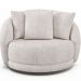 Kit 02 Poltronas Decorativa Sala Base Giratória Witta M03 Couríssimo Whisky Linho Bege - Lyam Decor
