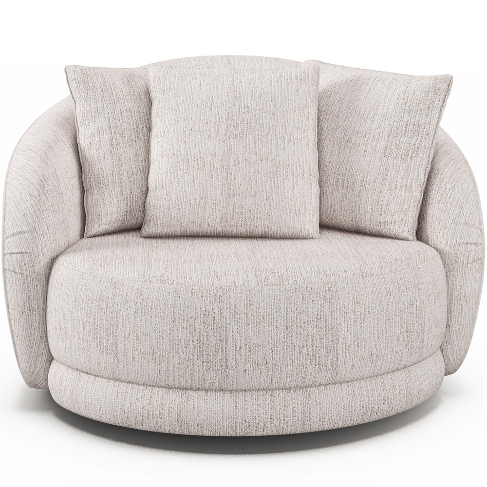 Kit 02 Poltronas Decorativa Sala Base Giratória Witta M03 Couríssimo Whisky Linho Bege - Lyam Decor