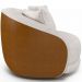 Kit 02 Poltronas Decorativa Sala Base Giratória Witta M03 Couríssimo Whisky Linho Bege - Lyam Decor