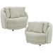 Kit 02 Poltronas Decorativa Sala De Estar Base Fixa De Madeira Witta M03 Bouclê Bege Claro - Lyam Decor