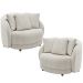 Kit 02 Poltronas Decorativa Sala De Estar Base Fixa De Madeira Witta M03 Bouclê Branco - Lyam Decor