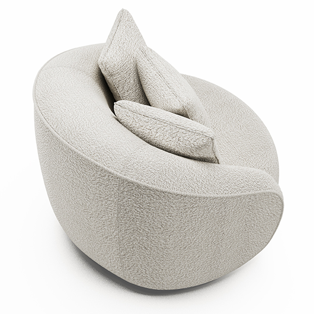Kit 02 Poltronas Decorativa Sala De Estar Base Fixa De Madeira Witta M03 Bouclê Branco - Lyam Decor