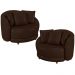 Kit 02 Poltronas Decorativa Sala De Estar Base Fixa De Madeira Witta M03 Corano Marrom - Lyam Decor