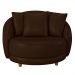 Kit 02 Poltronas Decorativa Sala De Estar Base Fixa De Madeira Witta M03 Corano Marrom - Lyam Decor