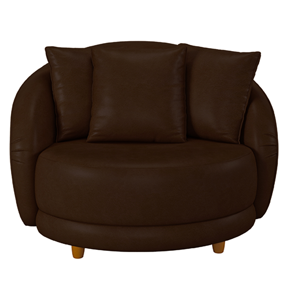 Kit 02 Poltronas Decorativa Sala De Estar Base Fixa De Madeira Witta M03 Corano Marrom - Lyam Decor