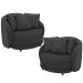 Kit 02 Poltronas Decorativa Sala De Estar Base Fixa De Madeira Witta M03 Linho Chumbo - Lyam Decor