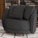 Kit 02 Poltronas Decorativa Sala De Estar Base Fixa De Madeira Witta M03 Linho Chumbo - Lyam Decor