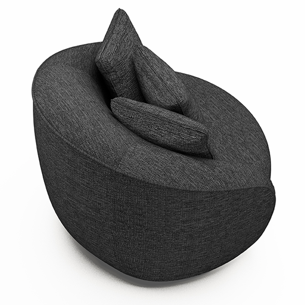 Kit 02 Poltronas Decorativa Sala De Estar Base Fixa De Madeira Witta M03 Linho Chumbo - Lyam Decor