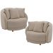 Kit 02 Poltronas Decorativa Sala De Estar Base Fixa De Madeira Witta M03 Linho Cru - Lyam Decor