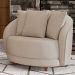 Kit 02 Poltronas Decorativa Sala De Estar Base Fixa De Madeira Witta M03 Linho Cru - Lyam Decor