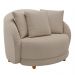 Kit 02 Poltronas Decorativa Sala De Estar Base Fixa De Madeira Witta M03 Linho Cru - Lyam Decor