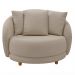 Kit 02 Poltronas Decorativa Sala De Estar Base Fixa De Madeira Witta M03 Linho Cru - Lyam Decor