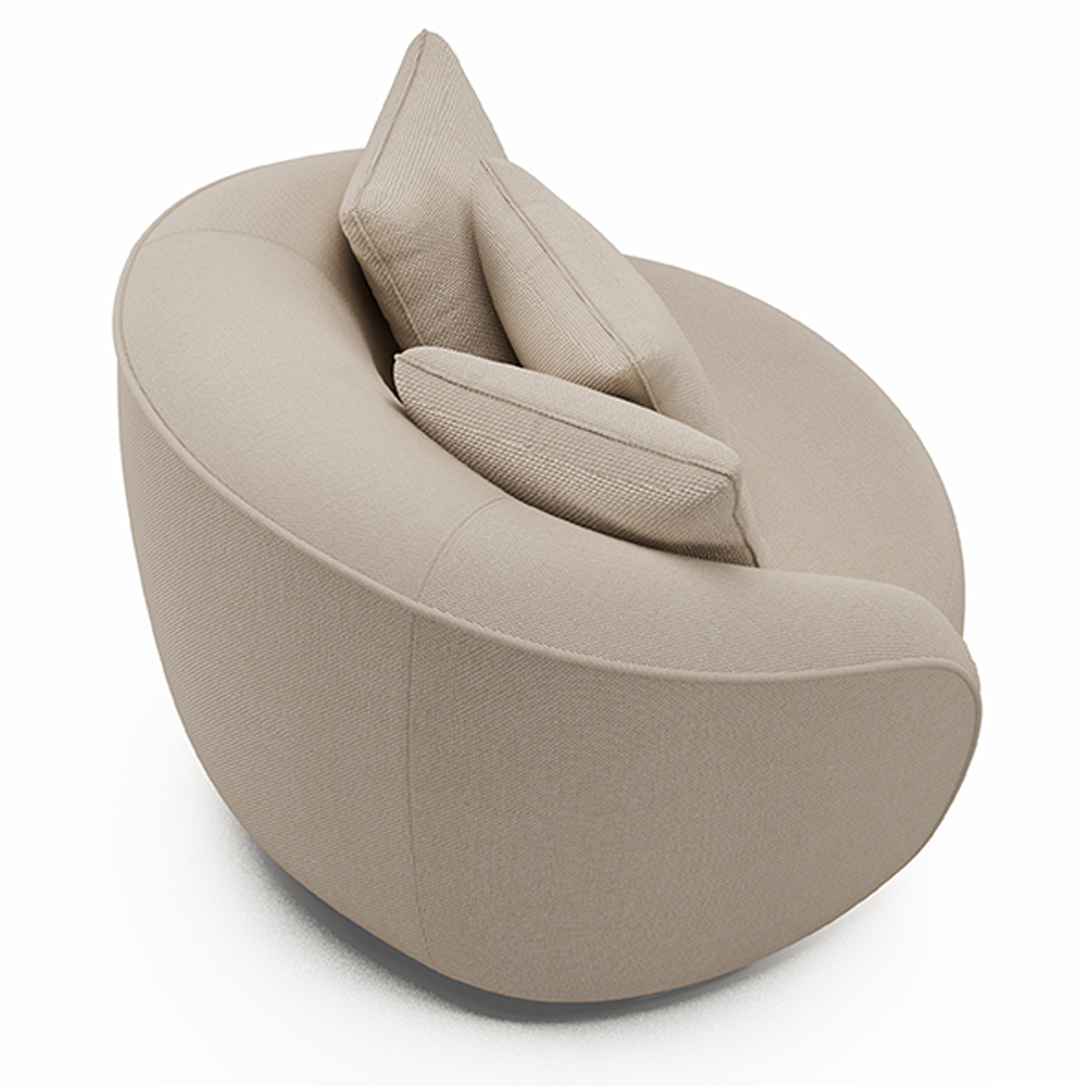 Kit 02 Poltronas Decorativa Sala De Estar Base Fixa De Madeira Witta M03 Linho Cru - Lyam Decor