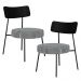 Kit 02 Poltronas Decorativa Sala De Estar Fixa Londres L02 Couríssimo Preto Pied Poule - Lyam Decor