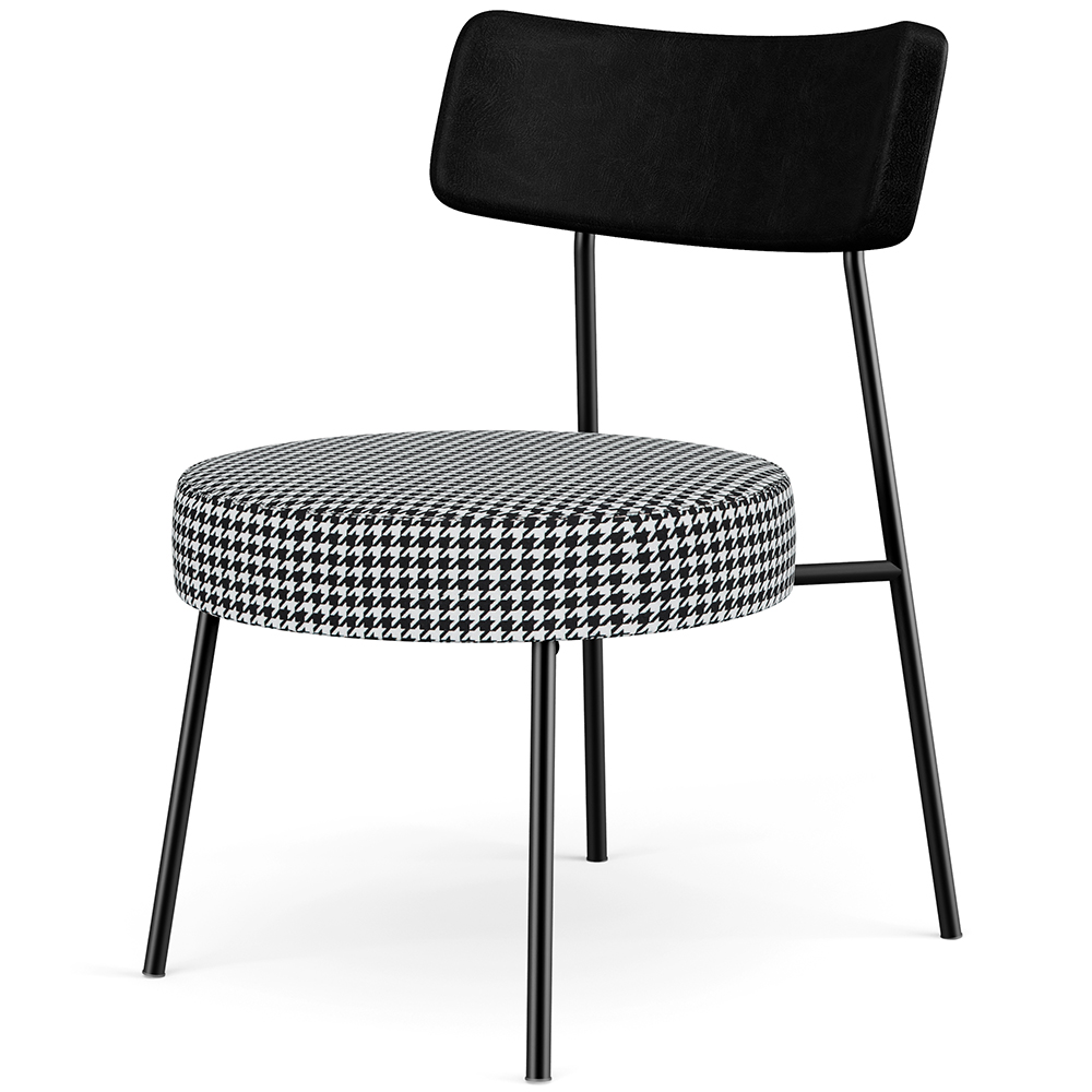 Kit 02 Poltronas Decorativa Sala De Estar Fixa Londres L02 Couríssimo Preto Pied Poule - Lyam Decor