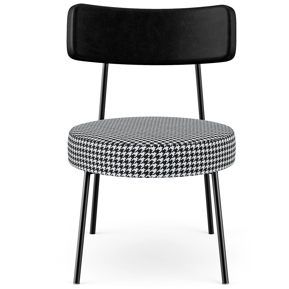Kit 02 Poltronas Decorativa Sala De Estar Fixa Londres L02 Couríssimo Preto Pied Poule - Lyam Decor