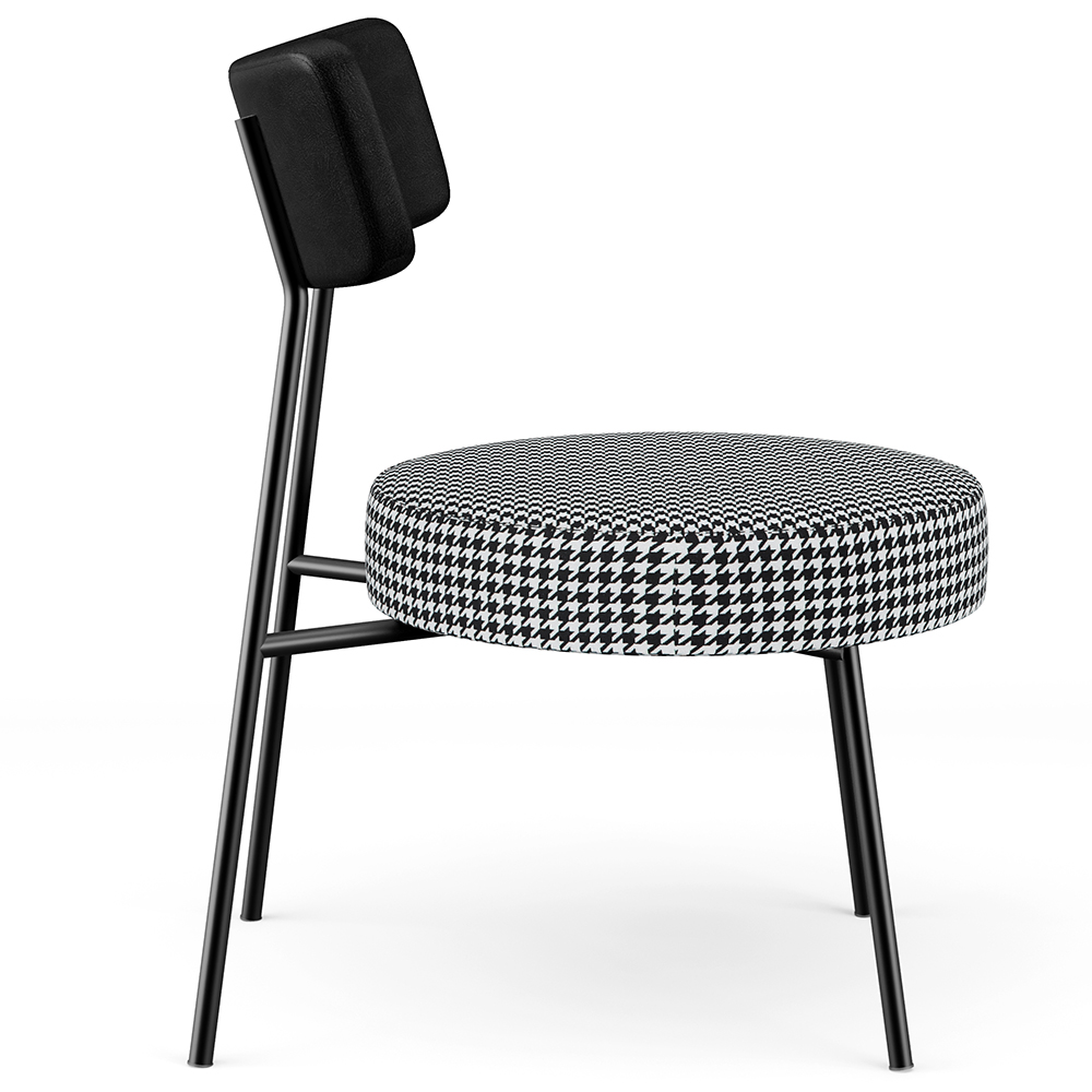 Kit 02 Poltronas Decorativa Sala De Estar Fixa Londres L02 Couríssimo Preto Pied Poule - Lyam Decor