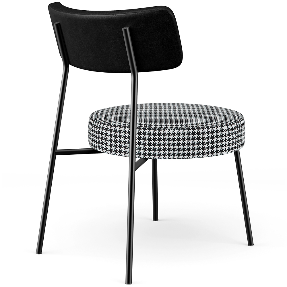 Kit 02 Poltronas Decorativa Sala De Estar Fixa Londres L02 Couríssimo Preto Pied Poule - Lyam Decor