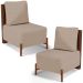 Kit 02 Poltronas Decorativa Sala Estar Living Hungria L02 Couríssimo Marrom Linho Bege Escuro - Lyam