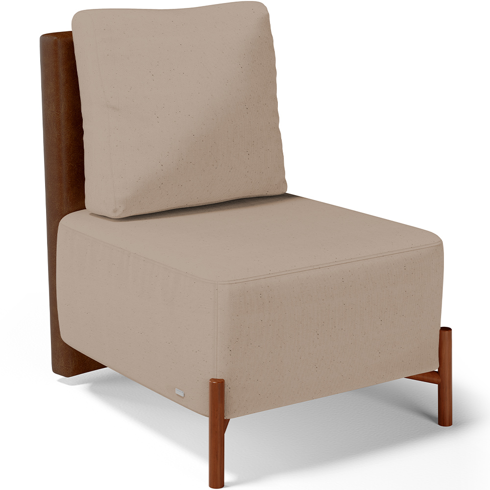 Kit 02 Poltronas Decorativa Sala Estar Living Hungria L02 Couríssimo Marrom Linho Bege Escuro - Lyam