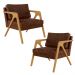 Kit 02 Poltronas Decorativa Sala Estar Pietra Estrutura Madeira L02 Couríssimo Marrom - Lyam Decor