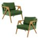 Kit 02 Poltronas Decorativa Sala Pietra Com Estrutura Madeira L02 Facto Verde Musgo - Lyam Decor
