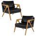 Kit 02 Poltronas Decorativa Sala Pietra Estrutura Madeira L02 Couríssimo Preto Brilho - Lyam Decor
