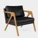 Kit 02 Poltronas Decorativa Sala Pietra Estrutura Madeira L02 Couríssimo Preto Brilho - Lyam Decor