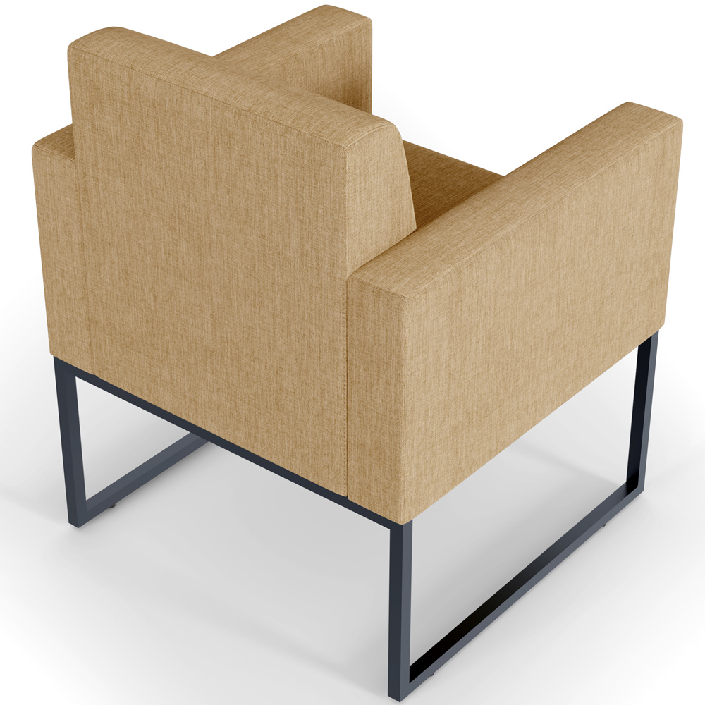 Kit 02 Poltronas Decorativa Sala Recepção Base Fixa De Metal Helô L02 Linho Bege Escuro - Lyam Decor