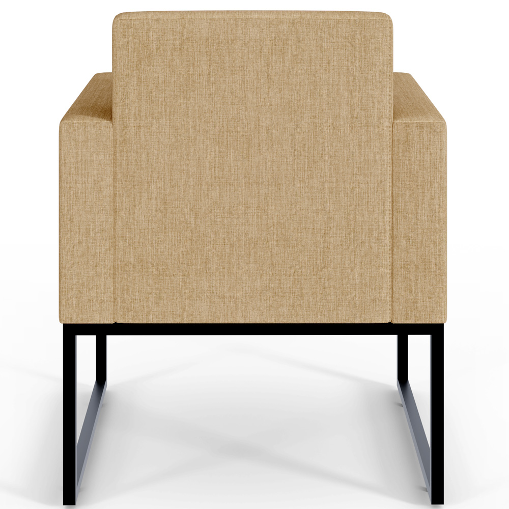 Kit 02 Poltronas Decorativa Sala Recepção Base Fixa De Metal Helô L02 Linho Bege Escuro - Lyam Decor