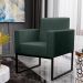 Kit 02 Poltronas Decorativa Sala Recepção Base Fixa De Metal Helô L02 Linho Verde Musgo - Lyam Decor